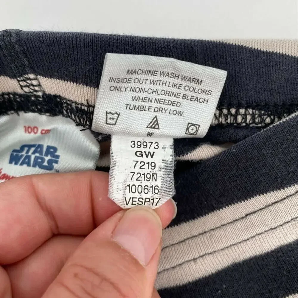 Star Wars Hanna Andersson Boys Pajama Pants Beige Black Striped Cotton 4 100 cm